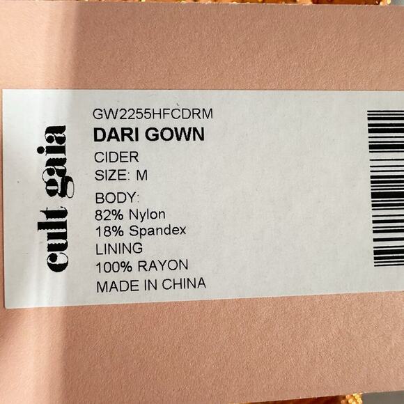 CULT GAIA Dari Metallic Cutout Column Gown Size Medium Cinder - Picture 10 of 12
